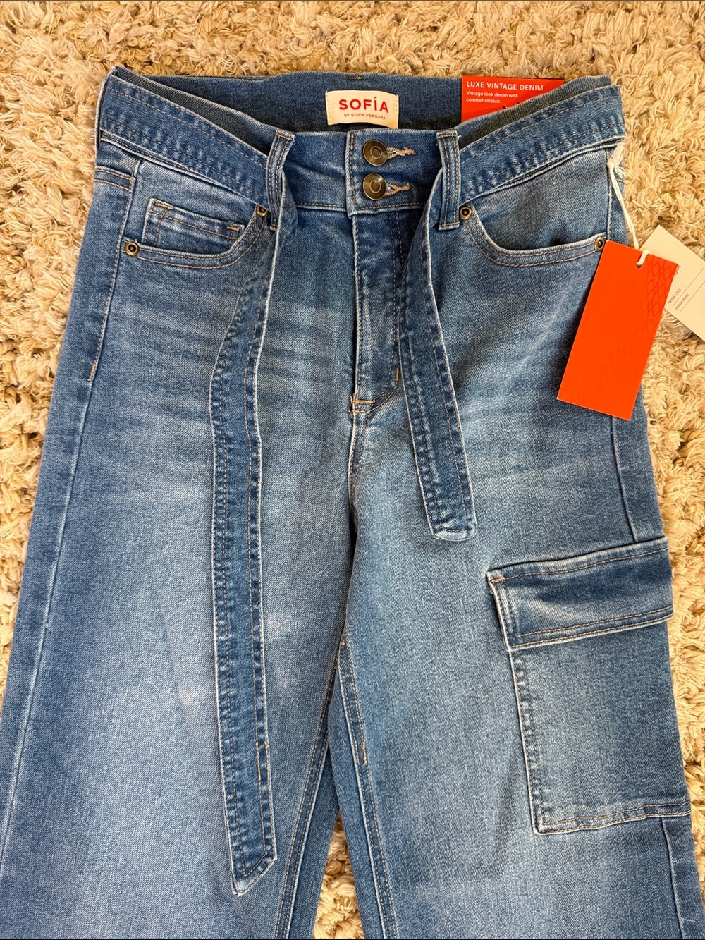 sofia by sofia vergara Blue Wide-Leg Cargo Jeans - Picture 2 of 4